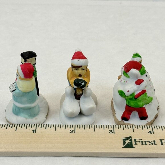 Vintage Christmas Village Accessories Ceramic Trees Children Figurines Set 7 pcs - Picture 16 of 16